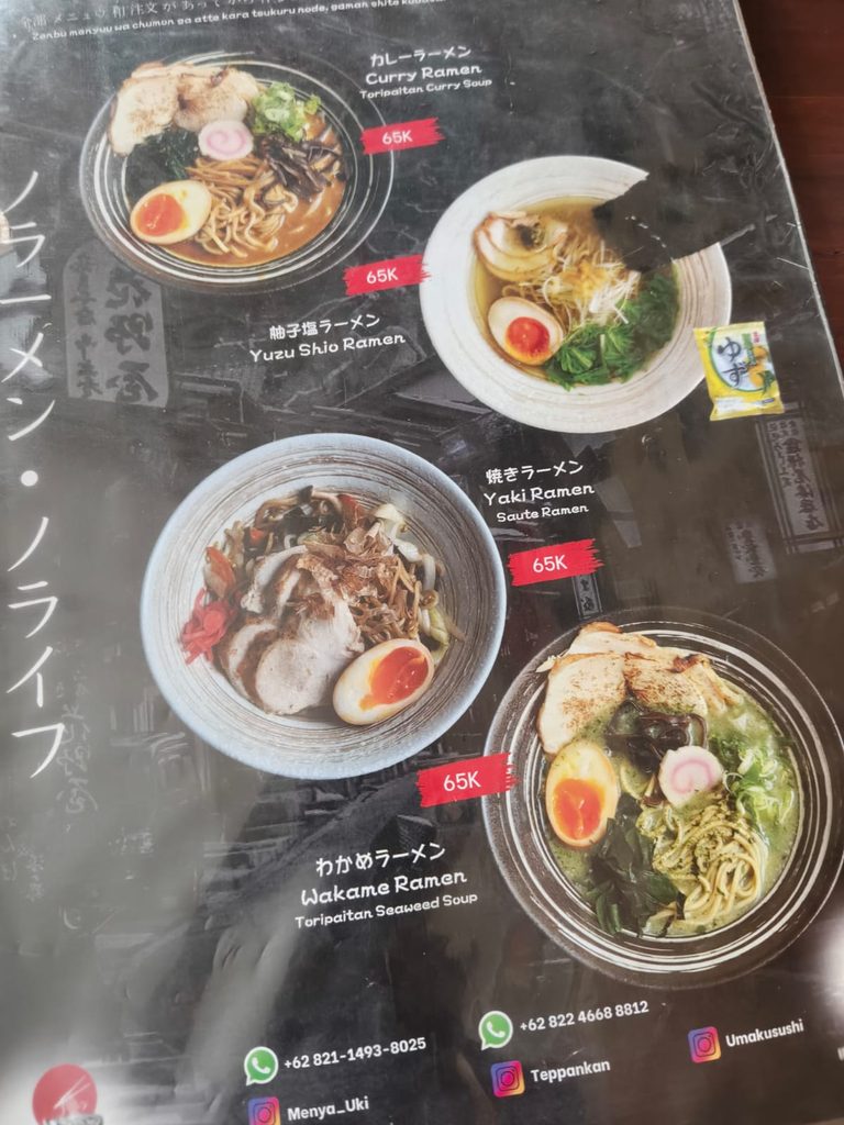Menu di Menya Uki